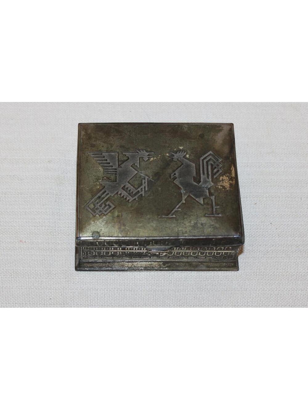 Vintage Japan Metal Trinket Box Rooster Bird